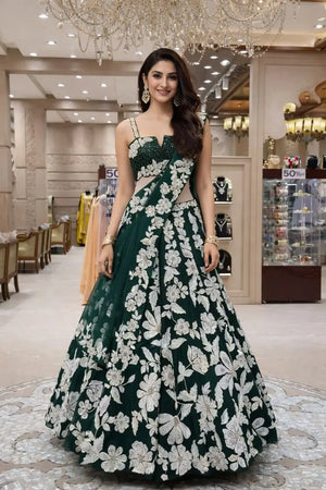 Malai Satin Embroidered Bridal Lehenga Set