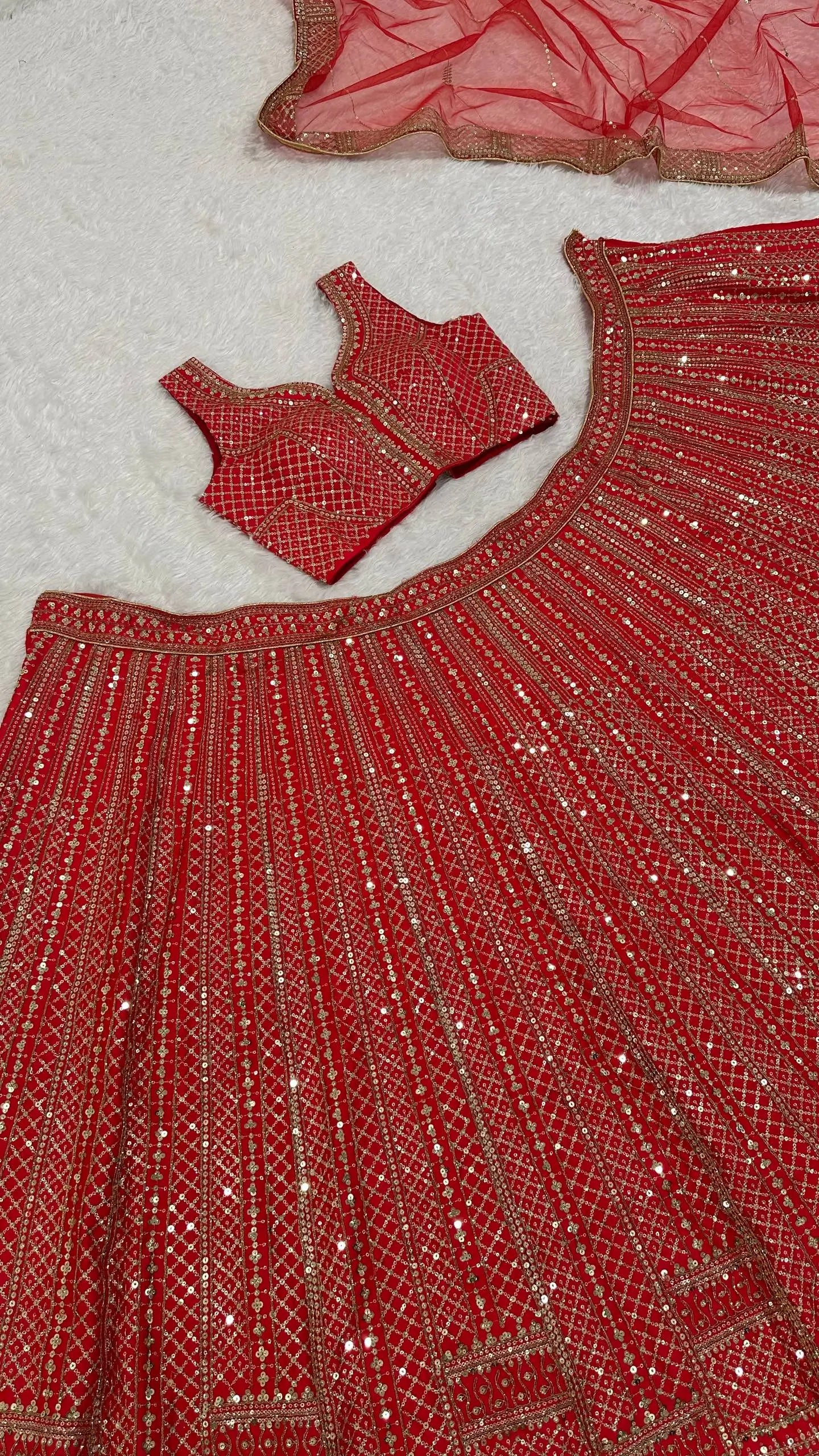 Malai Satin Embroidered Designer Lehenga Set
