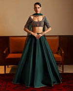 Malai Satin Flared Lehenga Set with Net Dupatta