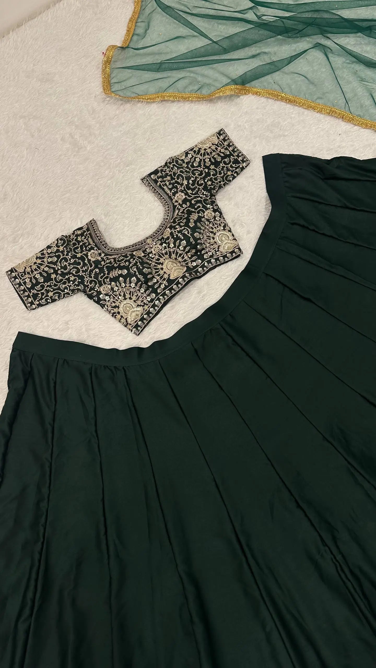 Malai Satin Lehenga Choli Set with Net Dupatta