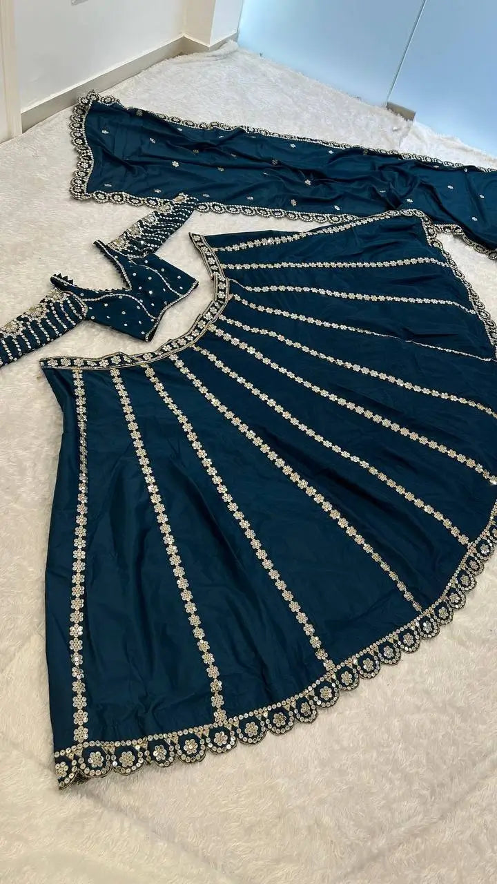 Malai Silk Embroidered Lehenga Set