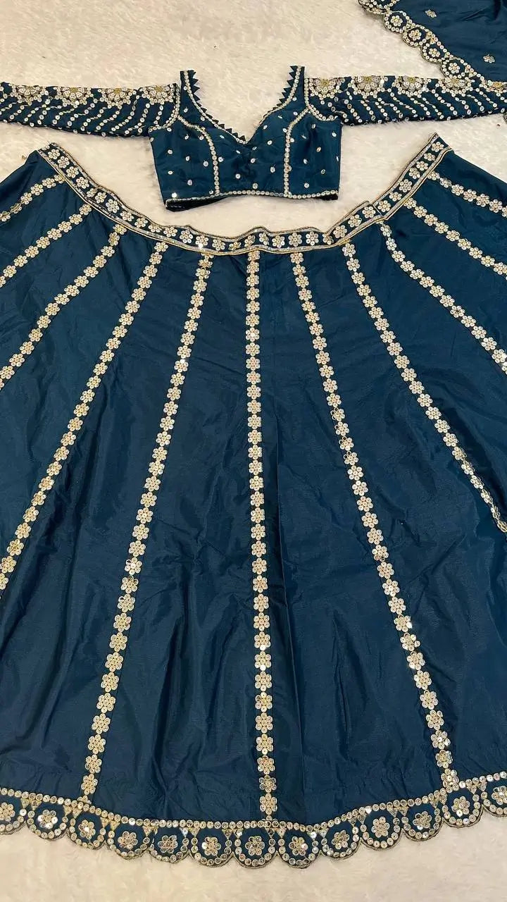 Malai Silk Embroidered Lehenga Set