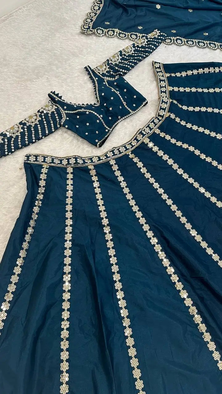 Malai Silk Embroidered Lehenga Set