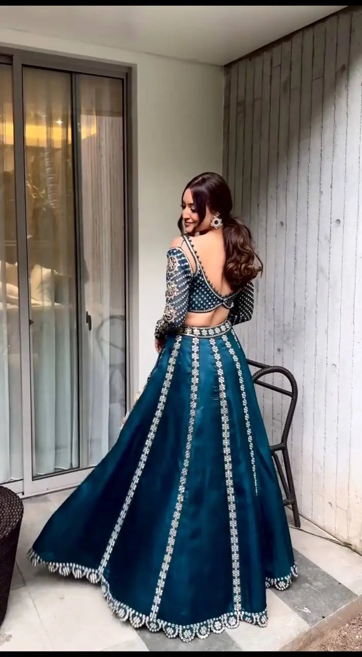 Malai Silk Embroidered Lehenga Set