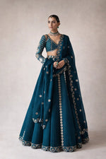 Malai Silk Embroidered Lehenga Set