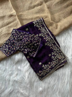 Manyata Pure Fandy Satin Silk Saree with Sequins Embroidery & Fully Stitched Work Blouse