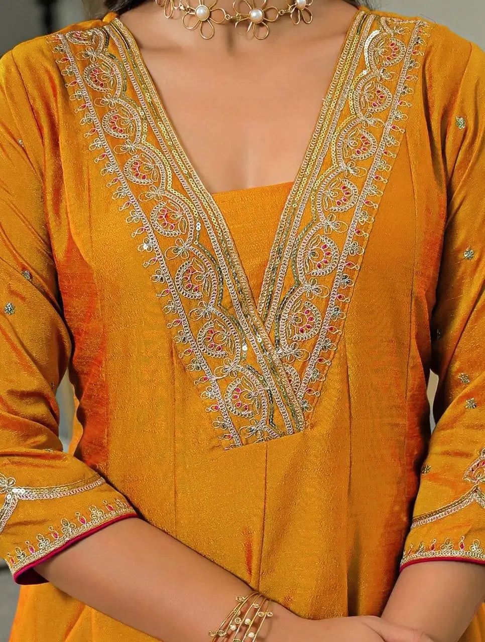 Marigold Contrast Dupatta Anarkali