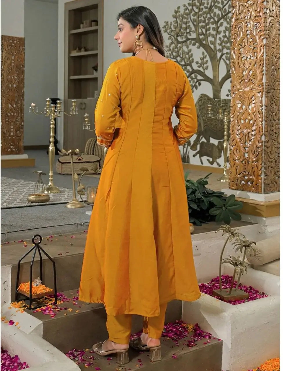 Marigold Contrast Dupatta Anarkali