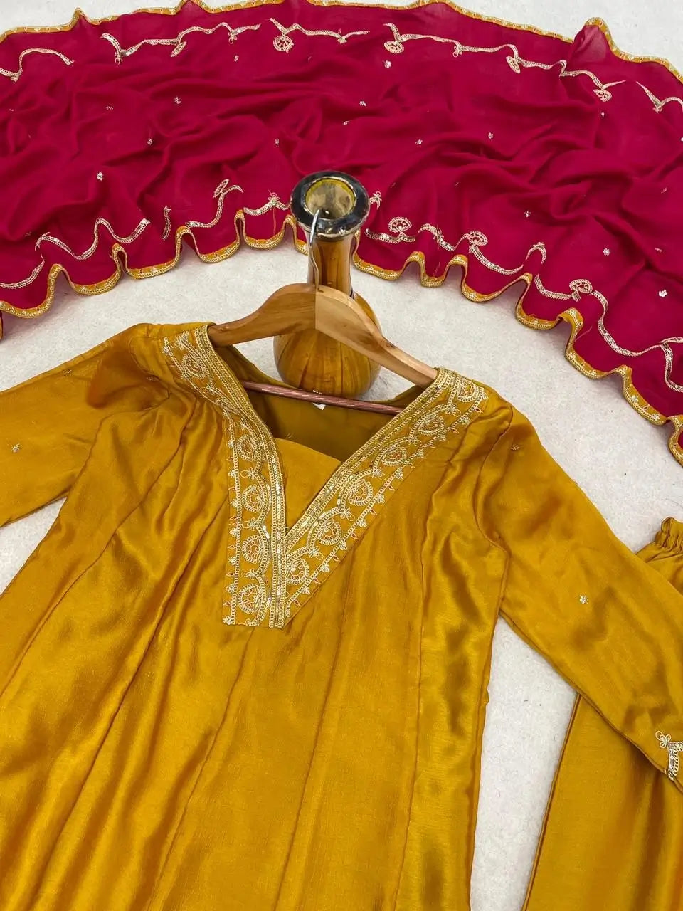 Marigold Contrast Dupatta Anarkali