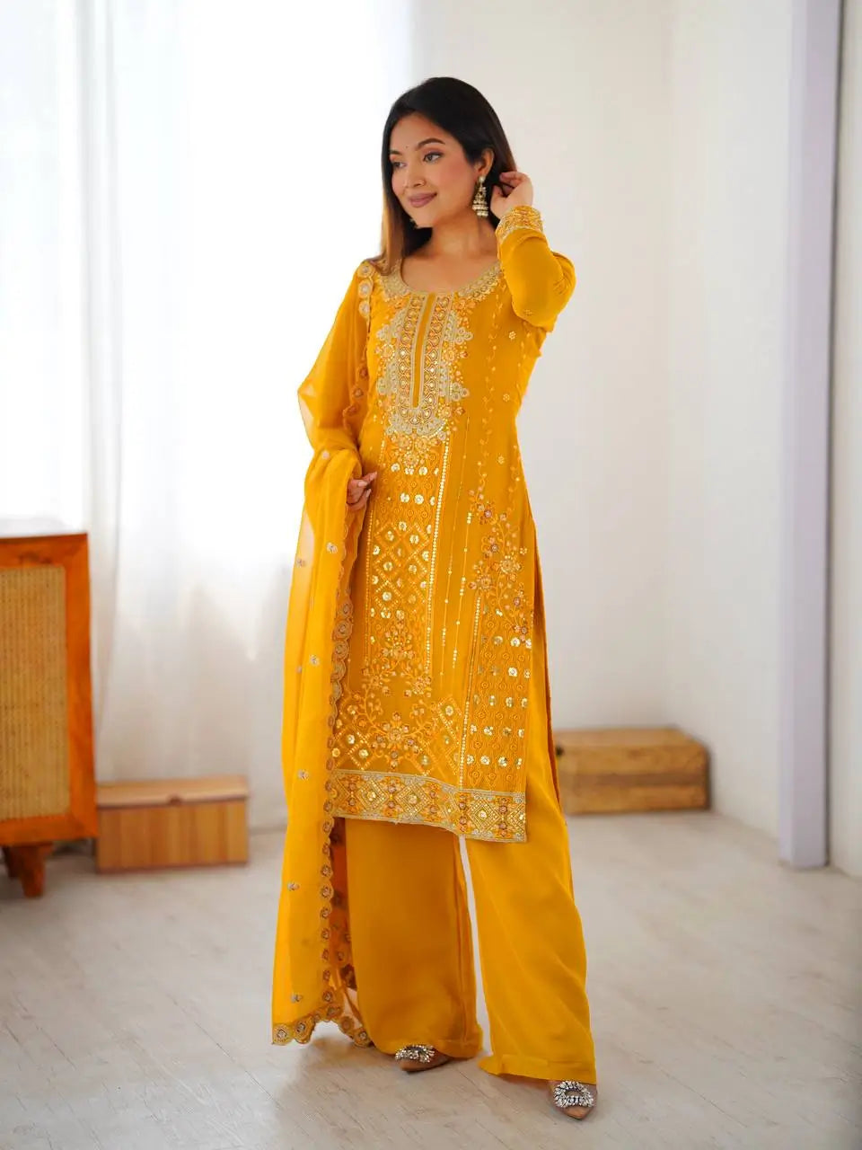 Marigold Mirror Palazzo Suit