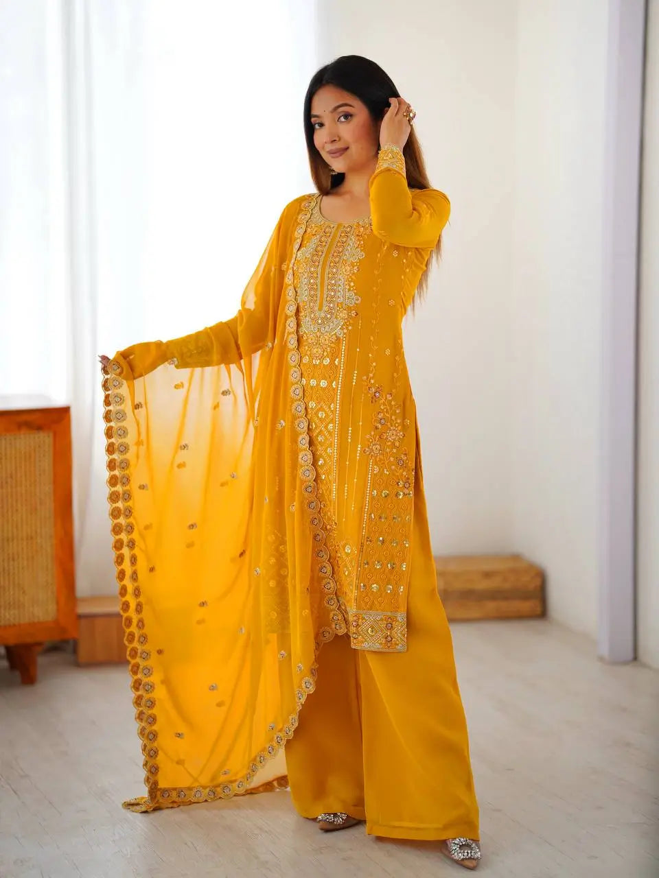 Marigold Mirror Palazzo Suit