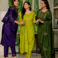 Marina Silk Multi Embroidered Kurti Set with Pant & Maslin Dupatta – Stitched 3 Piece Set