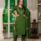Marina Silk Multi Embroidered Kurti Set with Pant & Maslin Dupatta – Stitched 3 Piece Set