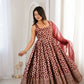 Maroon Butti Jacquard Anarkali Set