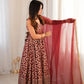 Maroon Butti Jacquard Anarkali Set