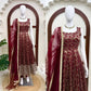 Maroon Butti Jacquard Anarkali Set