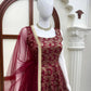 Maroon Butti Jacquard Anarkali Set