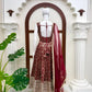 Maroon Butti Jacquard Anarkali Set