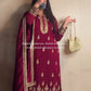 Maroon Crepe Silk Embroidered Suit Set for Festive and Wedding Wear