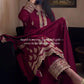 Maroon Crepe Silk Embroidered Suit Set for Festive and Wedding Wear