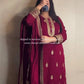 Maroon Crepe Silk Embroidered Suit Set for Festive and Wedding Wear