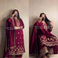 Maroon Crepe Silk Embroidered Suit Set for Festive and Wedding Wear