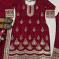 Maroon Crepe Silk Embroidered Suit Set for Festive and Wedding Wear