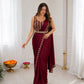 Maroon Crepe Silk Ready to Wear Saree