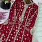 Maroon Faux Georgette Embroidered Lehenga Set with Dupatta – Premium Quality