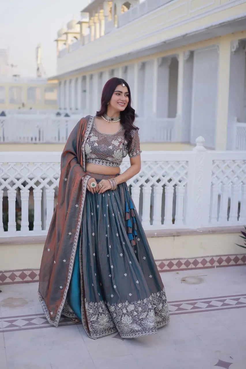 Maroon Fendi Silk Embroidered Lehenga Choli Set for Wedding and Festive Wear