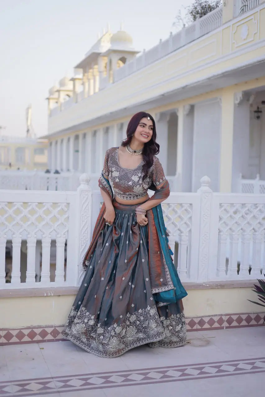 Maroon Fendi Silk Embroidered Lehenga Choli Set for Wedding and Festive Wear