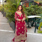 Maroon Fox Georgette Embroidered Palazzo Suit with Dupatta – Heavy Coding Sequence Work | Wedding & Festive Wear
