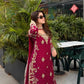 Maroon Fox Georgette Embroidered Palazzo Suit with Dupatta – Heavy Coding Sequence Work | Wedding & Festive Wear