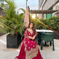 Maroon Fox Georgette Embroidered Palazzo Suit with Dupatta – Heavy Coding Sequence Work | Wedding & Festive Wear