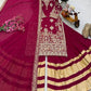 Maroon Fox Georgette Embroidered Palazzo Suit with Dupatta – Heavy Coding Sequence Work | Wedding & Festive Wear