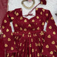 Maroon Jacquard Weaving Anarkali Set with Dupatta