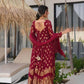 Maroon Jacquard Weaving Anarkali Set with Dupatta