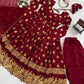 Maroon Jacquard Weaving Anarkali Set with Dupatta