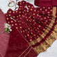 Maroon Jacquard Weaving Anarkali Set with Dupatta
