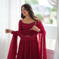 Maroon Mirror-Work Anarkali Gown