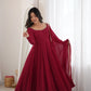 Maroon Mirror-Work Anarkali Gown