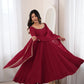 Maroon Mirror-Work Anarkali Gown