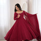 Maroon Mirror-Work Anarkali Gown