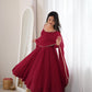 Maroon Mirror-Work Anarkali Gown