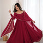 Maroon Mirror-Work Anarkali Gown