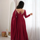 Maroon Mirror-Work Anarkali Gown