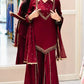 Maroon Mirror Work Palazzo Set