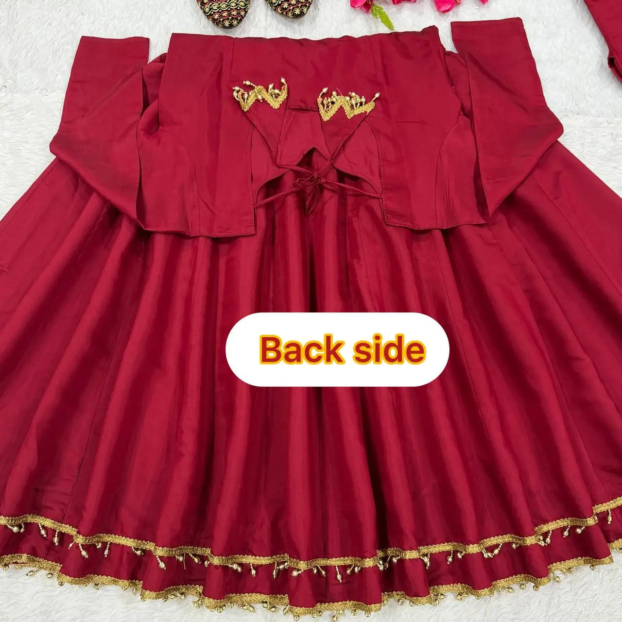 Maroon Roman Silk Anarkali