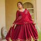 Maroon Roman Silk Anarkali