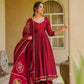 Maroon Roman Silk Anarkali